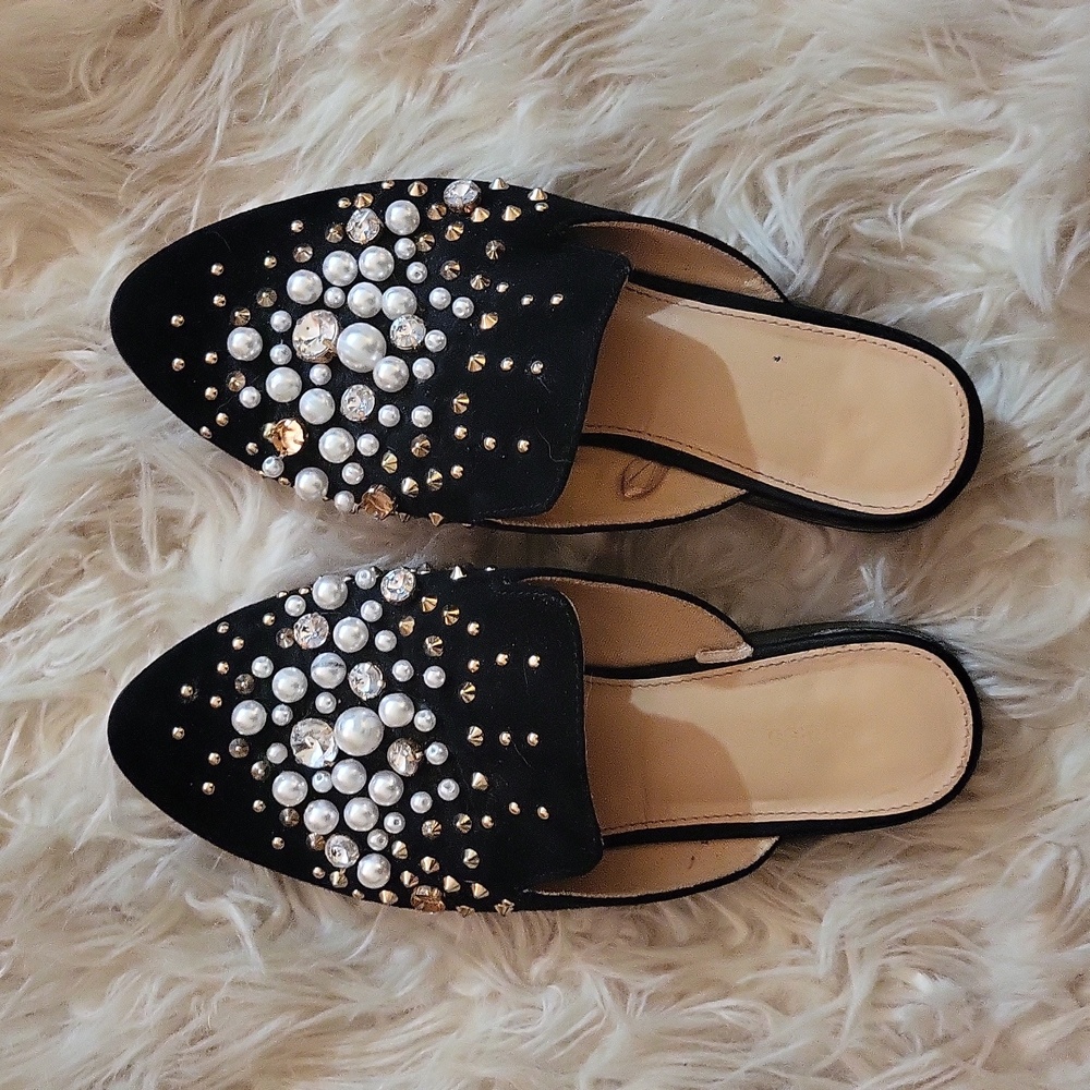 Bejeweled slip on loafers